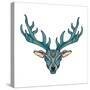 Deer Bright Colorful Head with Horns for T-Shirt, Tattoo, Print, Fabric, Poster and Illustrations.-BarsRsind-Stretched Canvas