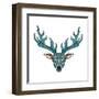Deer Bright Colorful Head with Horns for T-Shirt, Tattoo, Print, Fabric, Poster and Illustrations.-BarsRsind-Framed Art Print