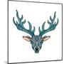 Deer Bright Colorful Head with Horns for T-Shirt, Tattoo, Print, Fabric, Poster and Illustrations.-BarsRsind-Mounted Art Print