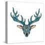 Deer Bright Colorful Head with Horns for T-Shirt, Tattoo, Print, Fabric, Poster and Illustrations.-BarsRsind-Stretched Canvas