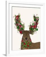 Deer, Candy Cane Wreath-Fab Funky-Framed Art Print