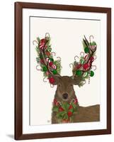 Deer, Candy Cane Wreath-Fab Funky-Framed Art Print