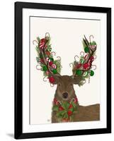 Deer, Candy Cane Wreath-Fab Funky-Framed Art Print