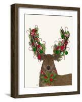 Deer, Candy Cane Wreath-Fab Funky-Framed Art Print