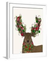 Deer, Candy Cane Wreath-Fab Funky-Framed Art Print