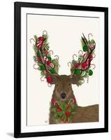 Deer, Candy Cane Wreath-Fab Funky-Framed Art Print