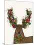 Deer, Candy Cane Wreath-Fab Funky-Mounted Art Print
