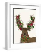 Deer, Candy Cane Wreath-Fab Funky-Framed Art Print