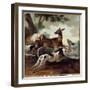 Deer Chased by Dogs. Hunting Scene, 1725 (Oil on Canvas)-Jean-Baptiste Oudry-Framed Giclee Print