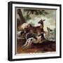 Deer Chased by Dogs. Hunting Scene, 1725 (Oil on Canvas)-Jean-Baptiste Oudry-Framed Giclee Print