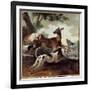Deer Chased by Dogs. Hunting Scene, 1725 (Oil on Canvas)-Jean-Baptiste Oudry-Framed Giclee Print