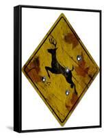 Deer Crossing Hunting Sign Plastic Sign-null-Framed Stretched Canvas