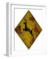 Deer Crossing Hunting Sign Plastic Sign-null-Framed Art Print