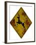 Deer Crossing Hunting Sign Plastic Sign-null-Framed Art Print