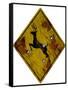 Deer Crossing Hunting Sign Plastic Sign-null-Framed Stretched Canvas