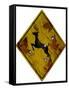 Deer Crossing Hunting Sign Plastic Sign-null-Framed Stretched Canvas