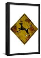 Deer Crossing Hunting Sign-null-Framed Poster