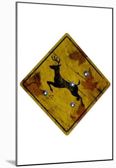 Deer Crossing Hunting Sign-null-Mounted Poster