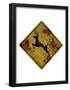 Deer Crossing Hunting Sign-null-Framed Poster