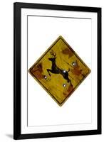 Deer Crossing Hunting Sign-null-Framed Art Print