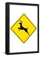 Deer Crossing Sign Poster-null-Framed Poster