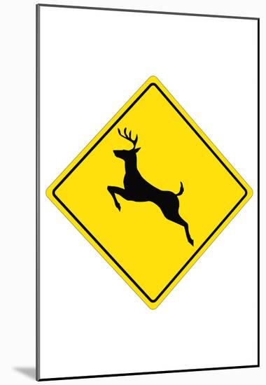 Deer Crossing Sign Poster-null-Mounted Poster