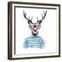 Deer Dressed up in Hipster Style-mart_m-Framed Premium Giclee Print