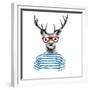 Deer Dressed up in Hipster Style-mart_m-Framed Premium Giclee Print