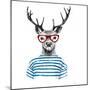 Deer Dressed up in Hipster Style-mart_m-Mounted Premium Giclee Print