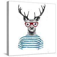 Deer Dressed up in Hipster Style-mart_m-Stretched Canvas