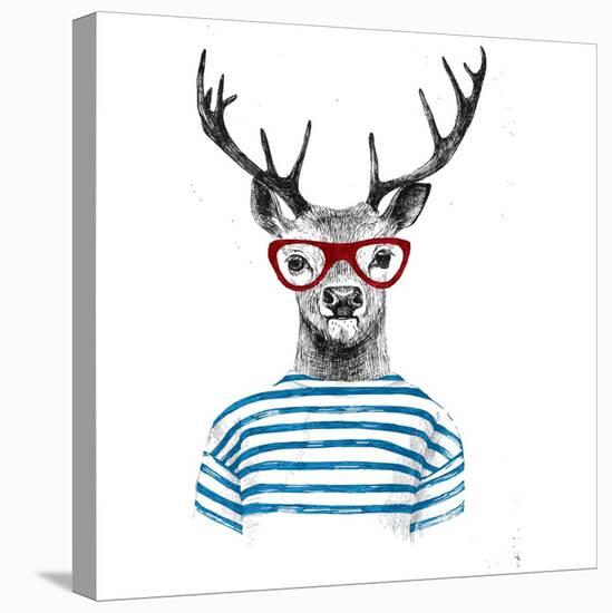 Deer Dressed up in Hipster Style-mart_m-Stretched Canvas