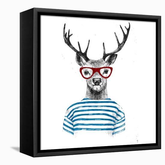 Deer Dressed up in Hipster Style-mart_m-Framed Stretched Canvas