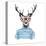 Deer Dressed up in Hipster Style-mart_m-Stretched Canvas