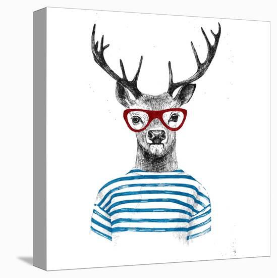 Deer Dressed up in Hipster Style-mart_m-Stretched Canvas