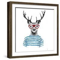 Deer Dressed up in Hipster Style-mart_m-Framed Art Print