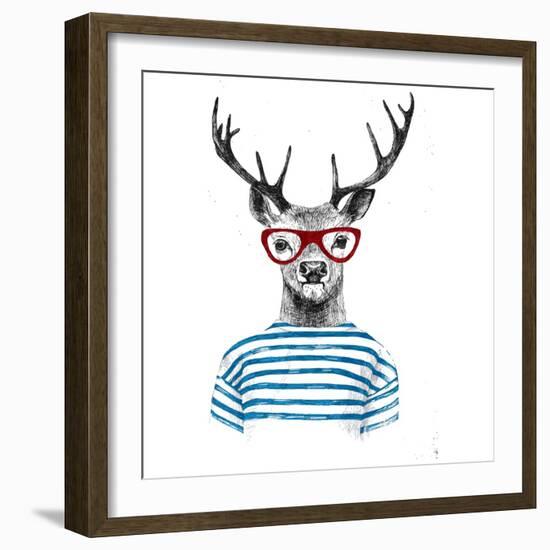 Deer Dressed up in Hipster Style-mart_m-Framed Art Print