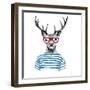 Deer Dressed up in Hipster Style-mart_m-Framed Art Print