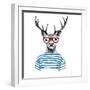 Deer Dressed up in Hipster Style-mart_m-Framed Art Print