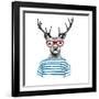 Deer Dressed up in Hipster Style-mart_m-Framed Art Print