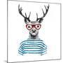 Deer Dressed up in Hipster Style-mart_m-Mounted Art Print