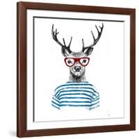 Deer Dressed up in Hipster Style-mart_m-Framed Art Print