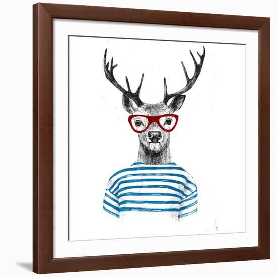 Deer Dressed up in Hipster Style-mart_m-Framed Art Print