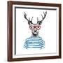 Deer Dressed up in Hipster Style-mart_m-Framed Art Print