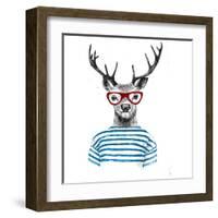 Deer Dressed up in Hipster Style-mart_m-Framed Art Print