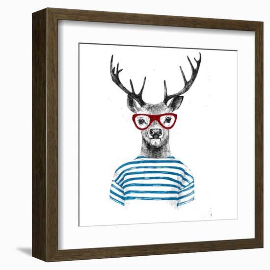 Deer Dressed up in Hipster Style-mart_m-Framed Art Print