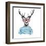 Deer Dressed up in Hipster Style-mart_m-Framed Art Print