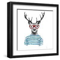 Deer Dressed up in Hipster Style-mart_m-Framed Art Print