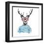 Deer Dressed up in Hipster Style-mart_m-Framed Art Print