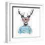 Deer Dressed up in Hipster Style-mart_m-Framed Art Print