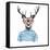 Deer Dressed up in Hipster Style-mart_m-Framed Stretched Canvas